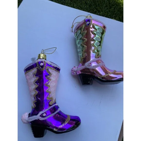 Cowboy Boot Ornament 4.75 Inch Western Christmas Set of 6 TWO's Co. - Picture 11 of 14